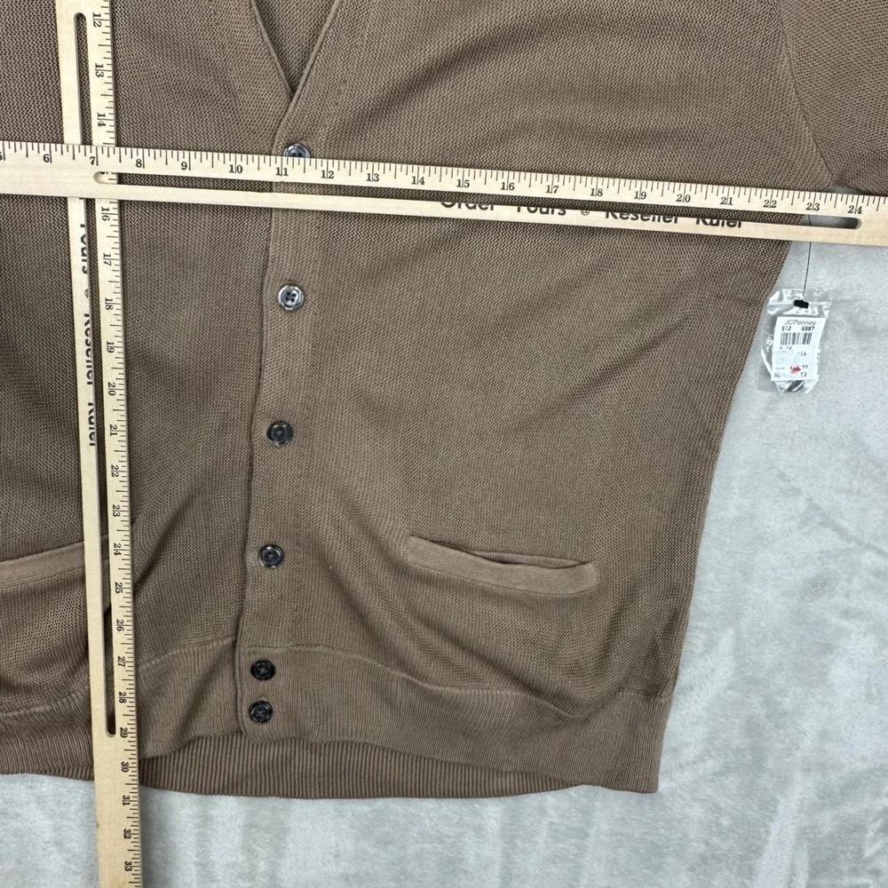 Vintage Towncraft JCPenney Men XL Tan Brown Grunge Prep Cardigan Sweater NWT